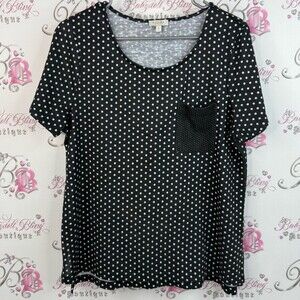 Laura T-shirt dotted colour block Chic Black and White Polka Dot Women's Tee